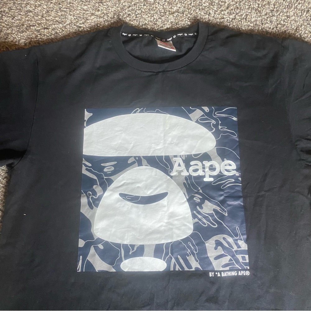 Aape By A Bathing Ape Shirt Mens XL Black Baby Milo Camo Short Sleeve Graphic - Picture 2 of 9